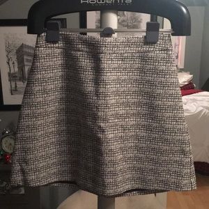 Black and white tweed short flared skirt